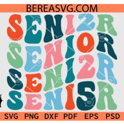 Senior 2025 Retro wavy text svg, Graduation 2025 svg, Retro Senior 2025 SVG