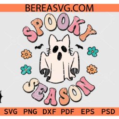 Spooky Season Ghost svg, Cute Cat Ghost svg, Halloween Ghost Cat Spooky Season Svg