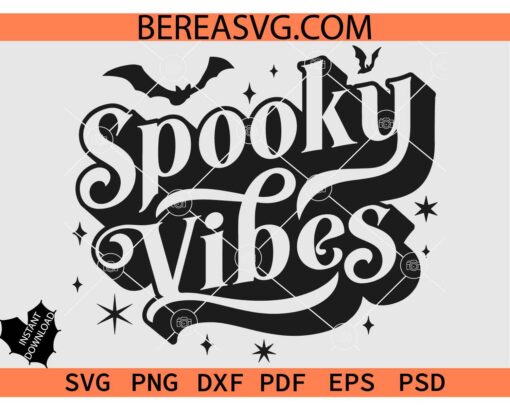 Spooky Vibes swoosh svg, Spooky Vibes bats svg