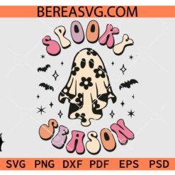Stay Spooky Daisy Ghost SVG, Spooky season Cute Daisy Ghost Halloween SVG