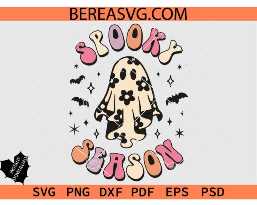 Stay Spooky Daisy Ghost SVG, Spooky season Cute Daisy Ghost Halloween SVG