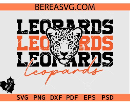 Stacked Leopards SVG PNG, Leopards Face Stacked SVG, Leopards Mascot SVG