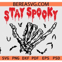 Stay Spooky Skeleton Hand svg, Skeleton Rock on Hand Stay Spooky SVG