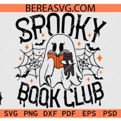 Spooky Book Club Ghost SVG, Ghost Reading Book SVG, Spooky Season Cute Ghost SVG
