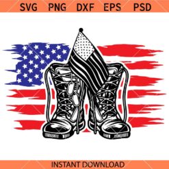 Military boots USA flag SVG, American flag svg, US combat boots svg, military gear svg    
