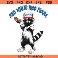 Red White And Feral raccoon svg, Merica Raccoon SVG, Patriotic Opossum SVG   